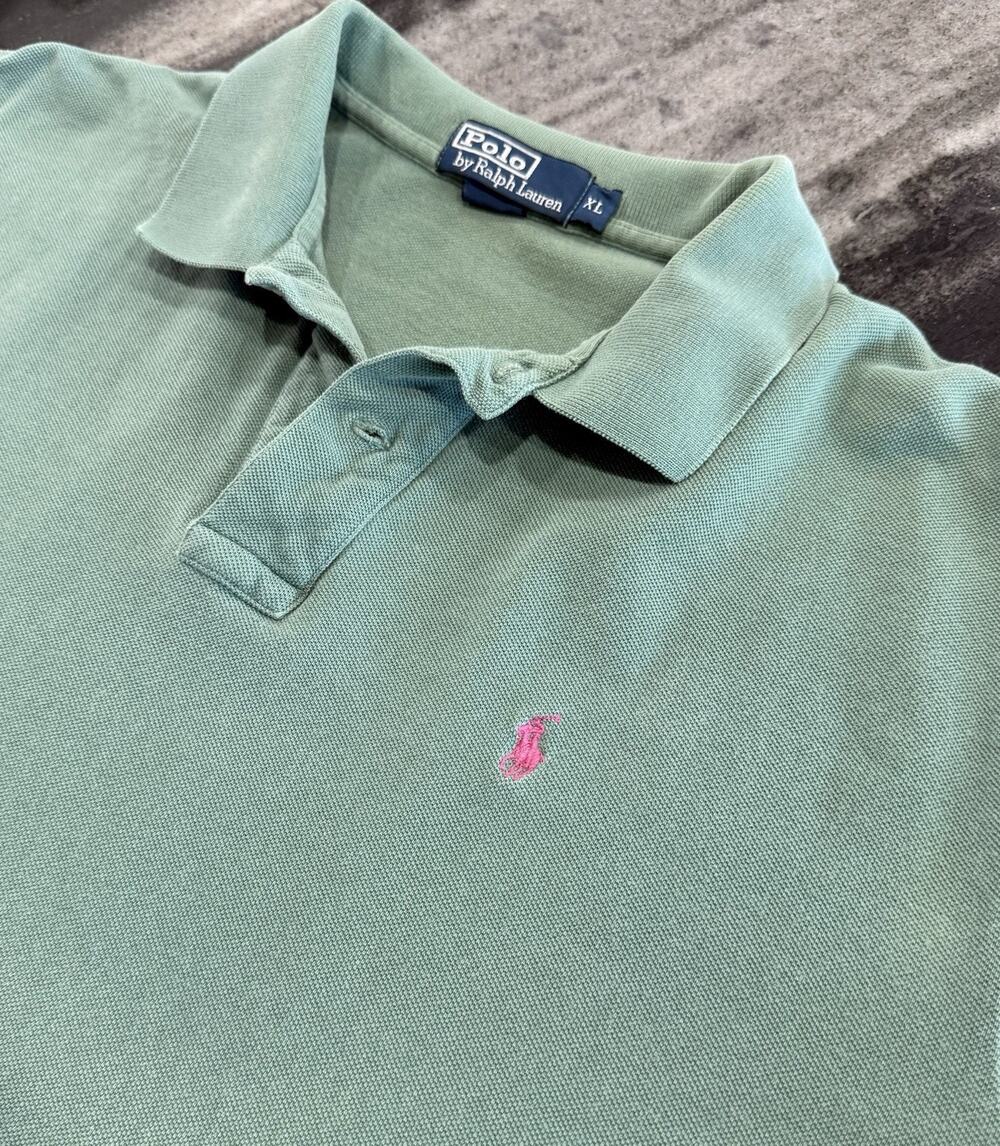 Polo Ralph Lauren Sage Green Polo Shirt XL Pink Pony Short Sleeve Cotton